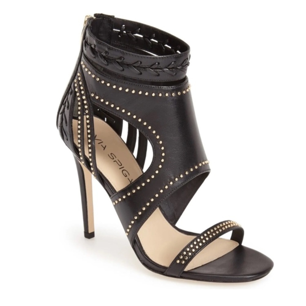Via Spiga Black Studded Heels 6.5